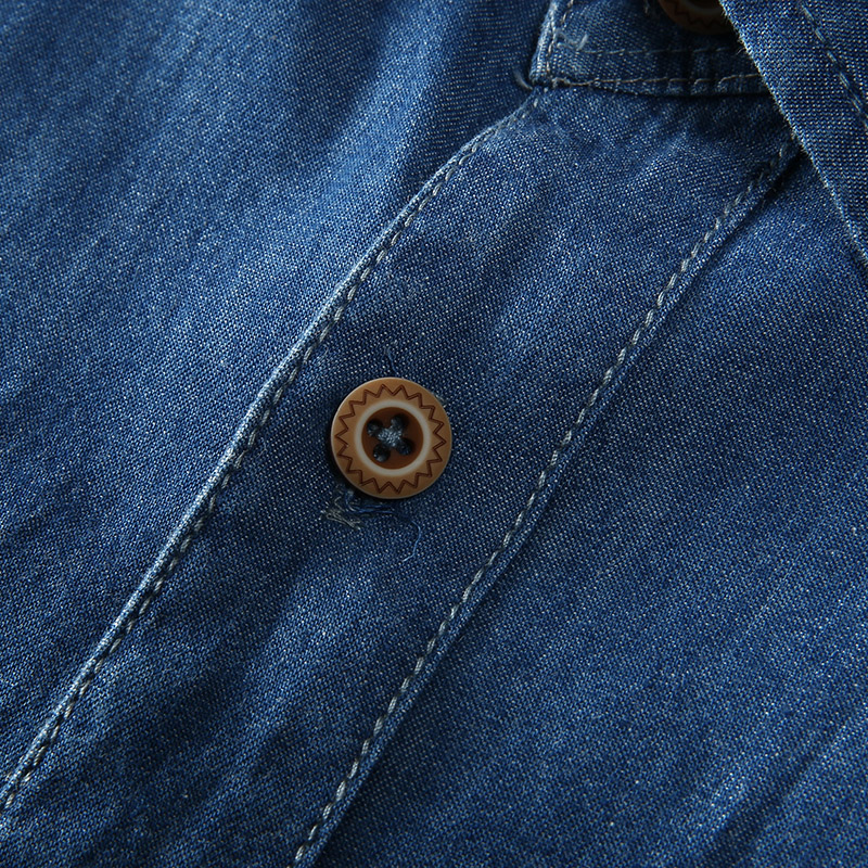 Men's Blue Denim Shirts Short Sleeve Jean Shirts New Summer High Quality Men Cotton Light Blue Denim Shirts Plus size L-8XL thumbnail