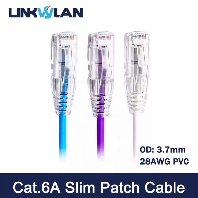 Cat6A UTP Patch Cord 28AWG Slim Ethernet Cable RJ45 Network Cable Colour 4-Twisted Pair PVC Internet Lan Cable