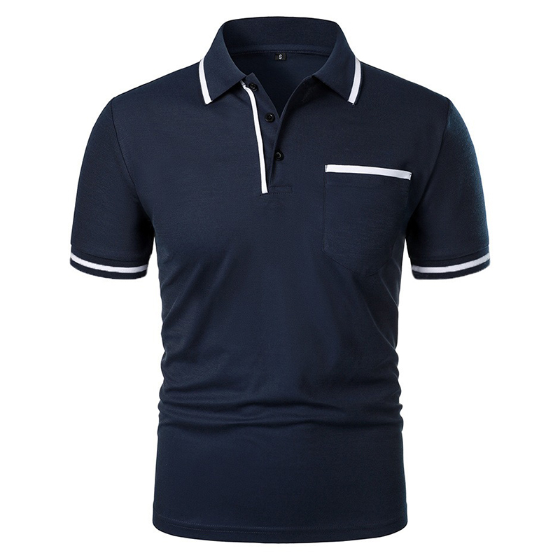 New Men's Short Sleeve Polo Shirts Solid Color Casual T-shirt Summer Trendy Breathable Loose Basic Splice Top Pockets Men Shirts thumbnail