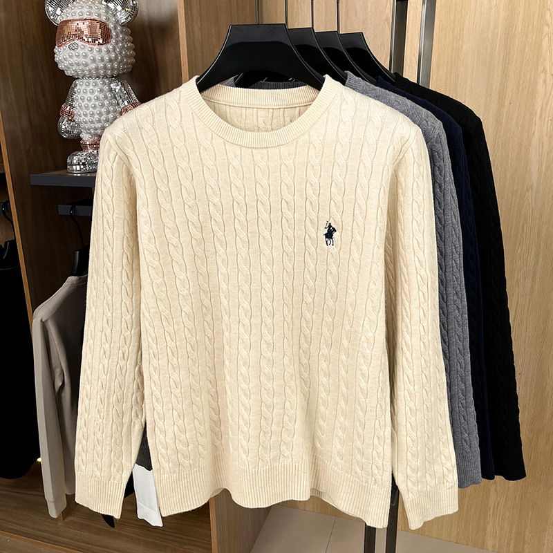 Luxury pony embroidery designer brand sweater men's new fashion unique jacquard comfort Paul casual knitted round neck pullover thumbnail