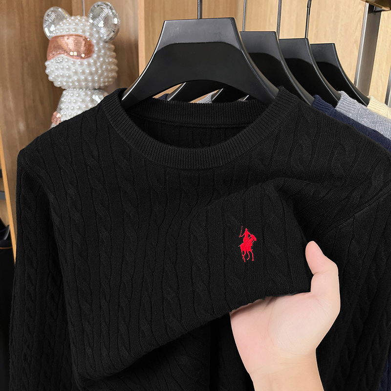 Luxury pony embroidery designer brand sweater men's new fashion unique jacquard comfort Paul casual knitted round neck pullover thumbnail