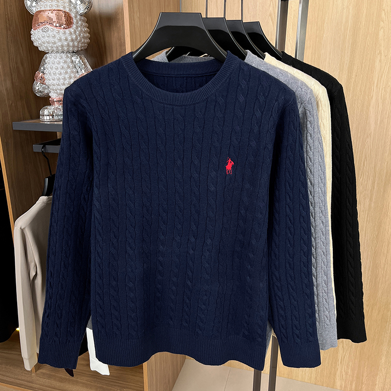 Luxury pony embroidery designer brand sweater men's new fashion unique jacquard comfort Paul casual knitted round neck pullover thumbnail