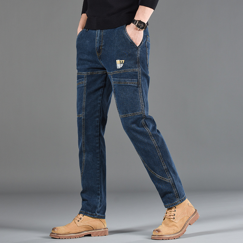 Fashion Print Six-Pocket Jeans Small Straight Cut Style Men's Casual Comfortable Fit Clothing thumbnail