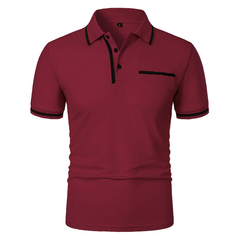 New Men's Short Sleeve Polo Shirts Solid Color Casual T-shirt Summer Trendy Breathable Loose Basic Splice Top Pockets Men Shirts thumbnail
