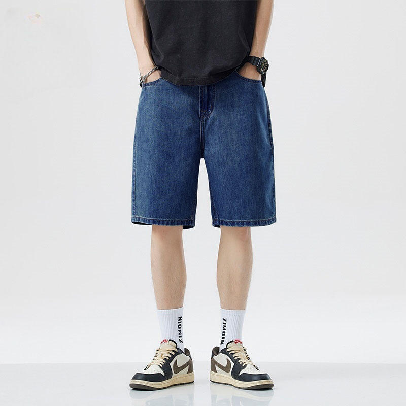 2025 New Korean Style Vintage Men's Jeans Summer Loose Male Wide Leg Knee Length Shorts New Washed Fashion Short Denim Pants thumbnail