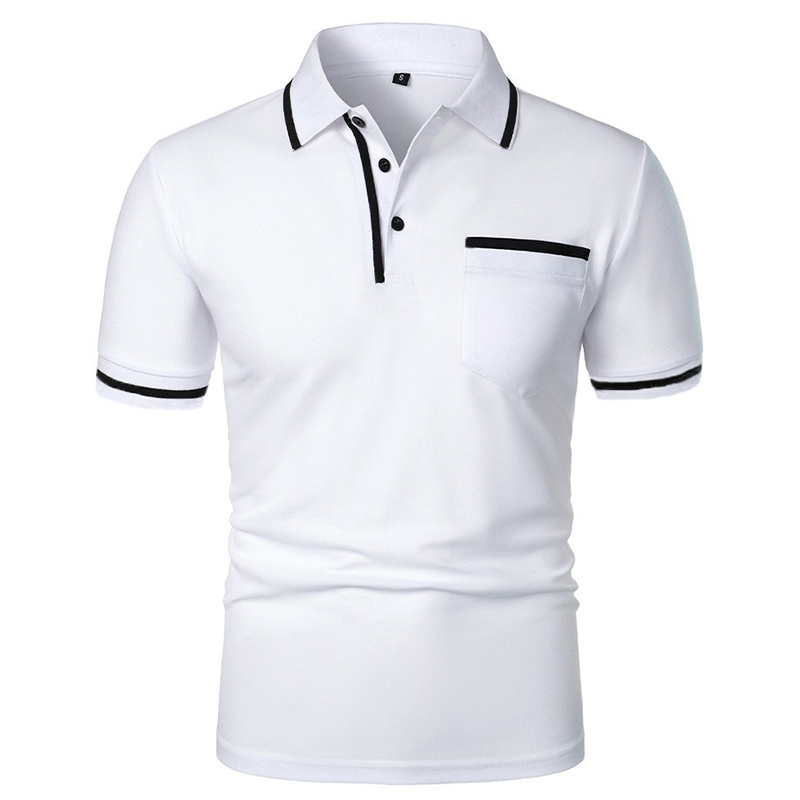 New Men's Short Sleeve Polo Shirts Solid Color Casual T-shirt Summer Trendy Breathable Loose Basic Splice Top Pockets Men Shirts thumbnail