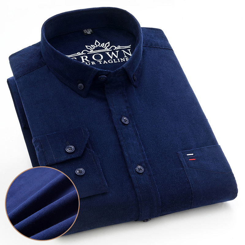 7XL 6XL Cotton Corduroy Shirt Men’s Long Sleeve Casual Regular Fit Soft Comfortable Pocket Dress Shirts For Male Blouse Clothes thumbnail