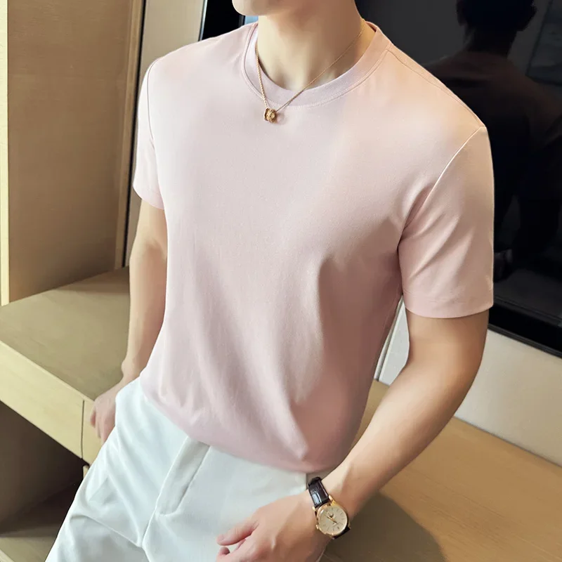 Mens T-shirt Short Sleeved Summer Thin Ice Silk Pure Cotton Top Round Neck T-shirt Sports Fitness Running Casual Mens Clothing thumbnail
