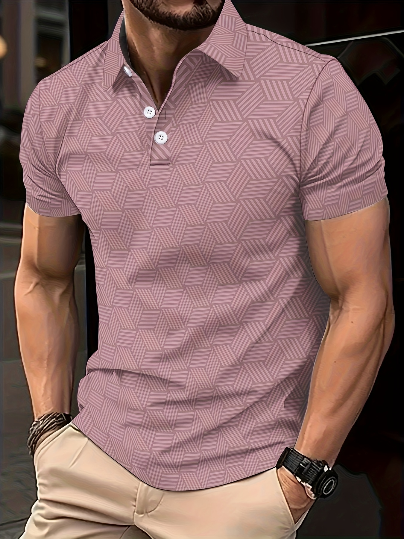 Summer  Men's Black & White Polka Dot Short Sleeved Polo Shirt Collared Shirt Casual Tops Outdoor Street Polo Shirts For Men thumbnail