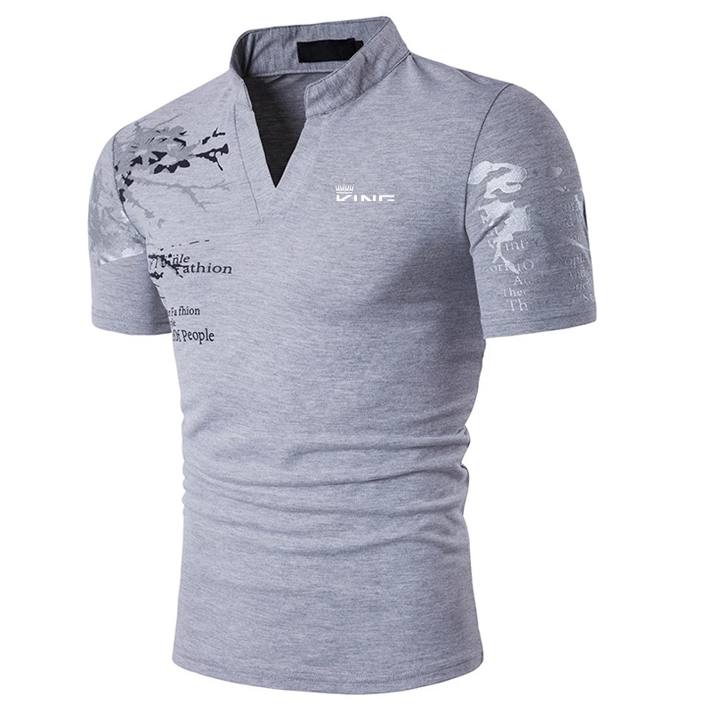 Men's Polo Shirt Golf Shirt Graphic Prints V Neck Outdoor Street Short Sleeves Print Clothing Sports Fashion Streetwear Designer thumbnail
