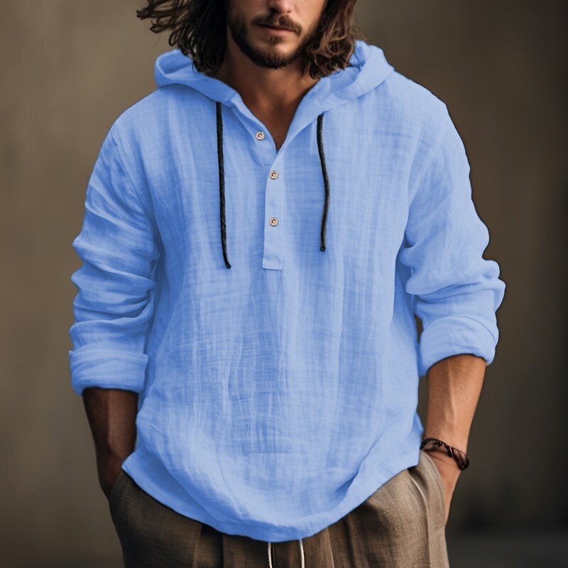 2025 New Men's Casual Blouse Cotton Linen Shirt Loose Tops Long Sleeve Tee Shirt Spring Autumn Casual Men's Shirts Hoodie thumbnail