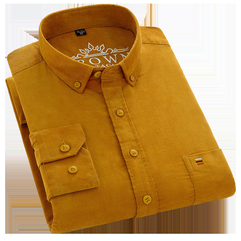 7XL 6XL Cotton Corduroy Shirt Men’s Long Sleeve Casual Regular Fit Soft Comfortable Pocket Dress Shirts For Male Blouse Clothes thumbnail