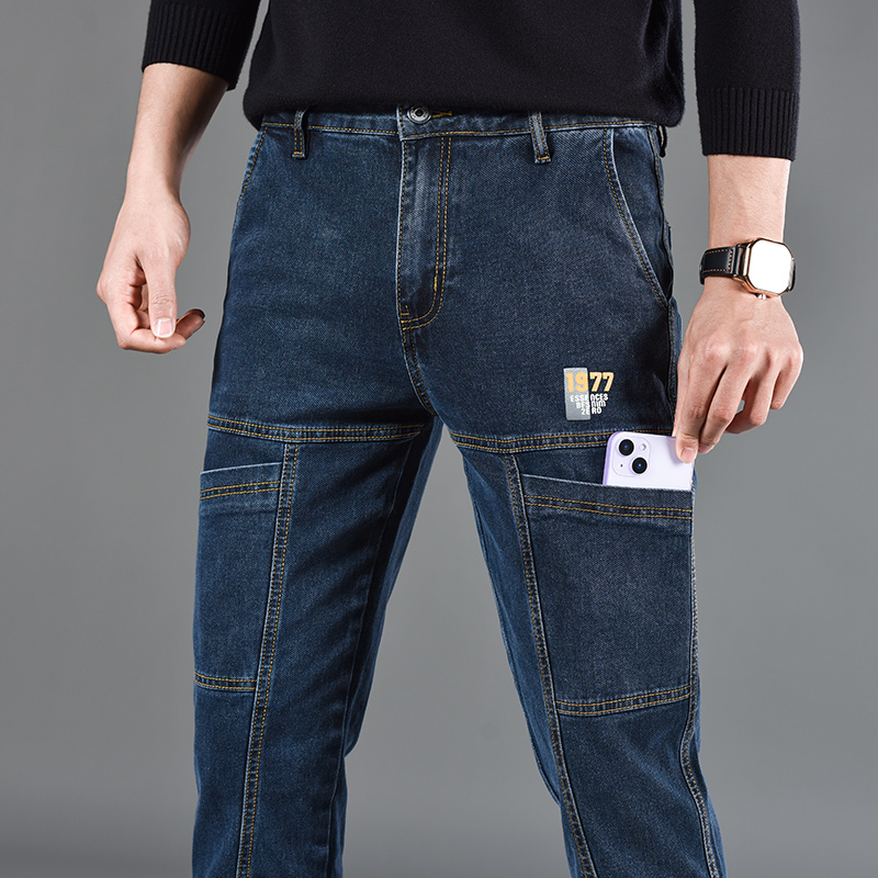 Fashion Print Six-Pocket Jeans Small Straight Cut Style Men's Casual Comfortable Fit Clothing thumbnail