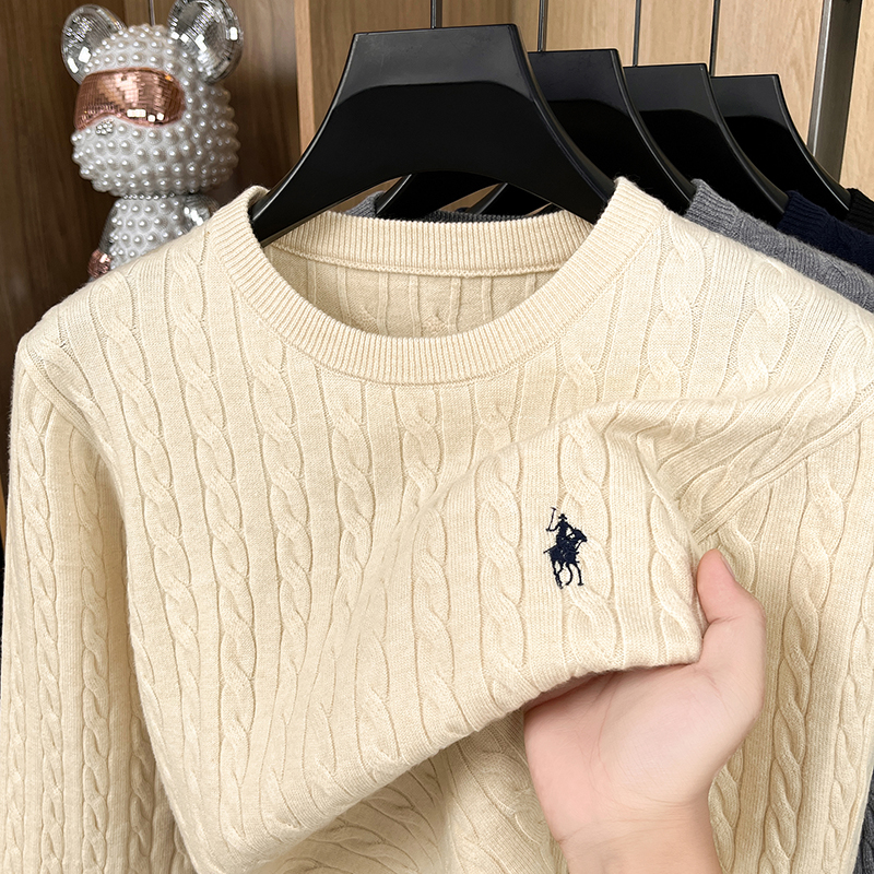 Luxury pony embroidery designer brand sweater men's new fashion unique jacquard comfort Paul casual knitted round neck pullover thumbnail