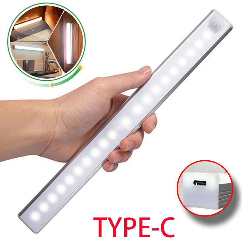 Motion Sensor Light Wireless LED Night Light Type C Rechargeable Light Cabinet Wardrobe Lamp Staircase Backlight For Kitchen LED